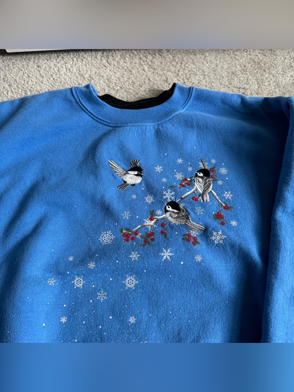 Top Stitch by Morning Sun Women’s Vintage Double Collar Winter Bird Sweatshirt